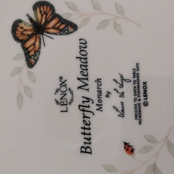 LENOX salad plate Butterfly Meadow Monarch ladybug flower spring Easter scallop - Picture 3 of 6